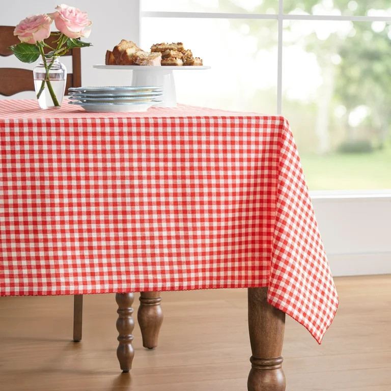 The Pioneer Woman 100% Cotton Fabric Tablecloth, Red Gingham, 60"W x 102"L | Walmart (US)