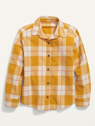 Cozy Long-Sleeve Button-Front Plaid Shirt for Girls | Old Navy (US)