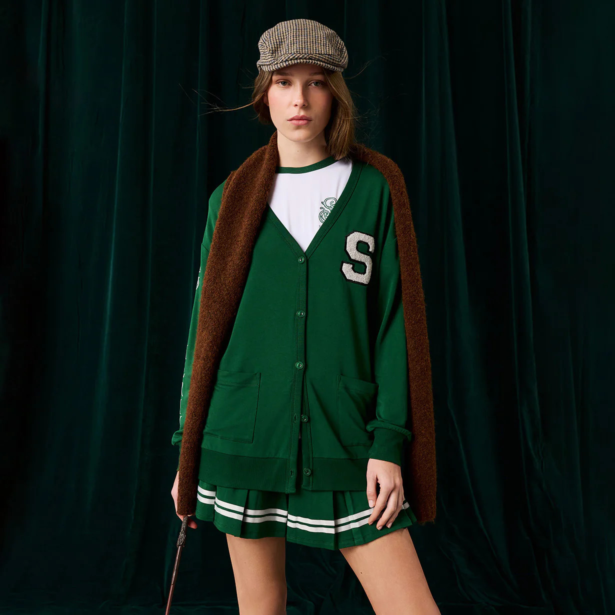 Harry Potter Green Patch Slytherin Varsity League Women's French Terry Varsity Cardigan | Posh Pe... | Posh Peanut