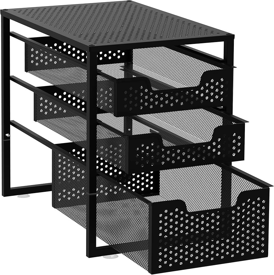 Simple Trending 3-Tier Under Sink Cabinet Organizer with Sliding Storage Drawer, Desktop Organize... | Amazon (US)