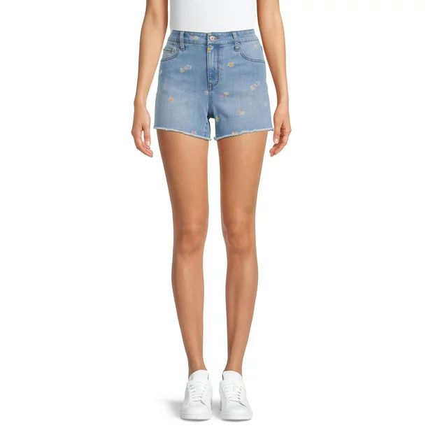 No Boundaries Junior's Destructed Denim Mid-Rise Shorts | Walmart (US)