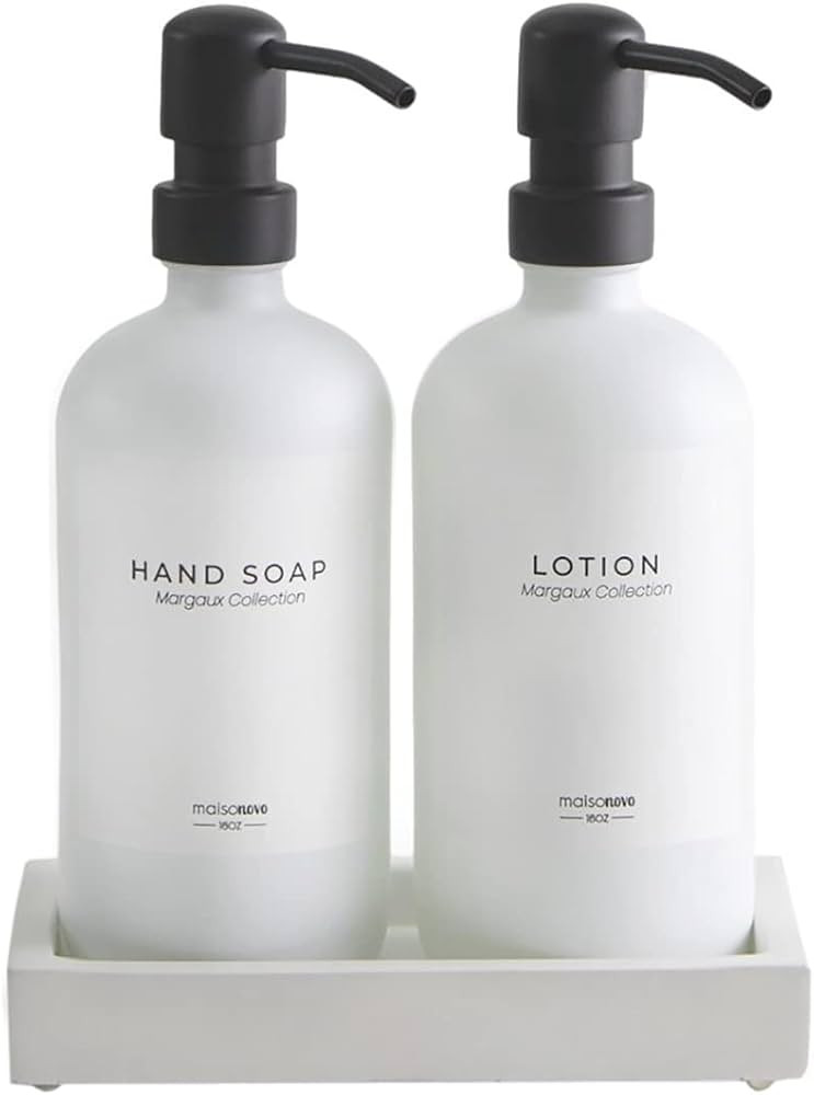 MaisoNovo Glass Soap Dispenser with Pump and Concrete Tray | Vintage Soap Dispenser Bathroom & Ki... | Amazon (US)