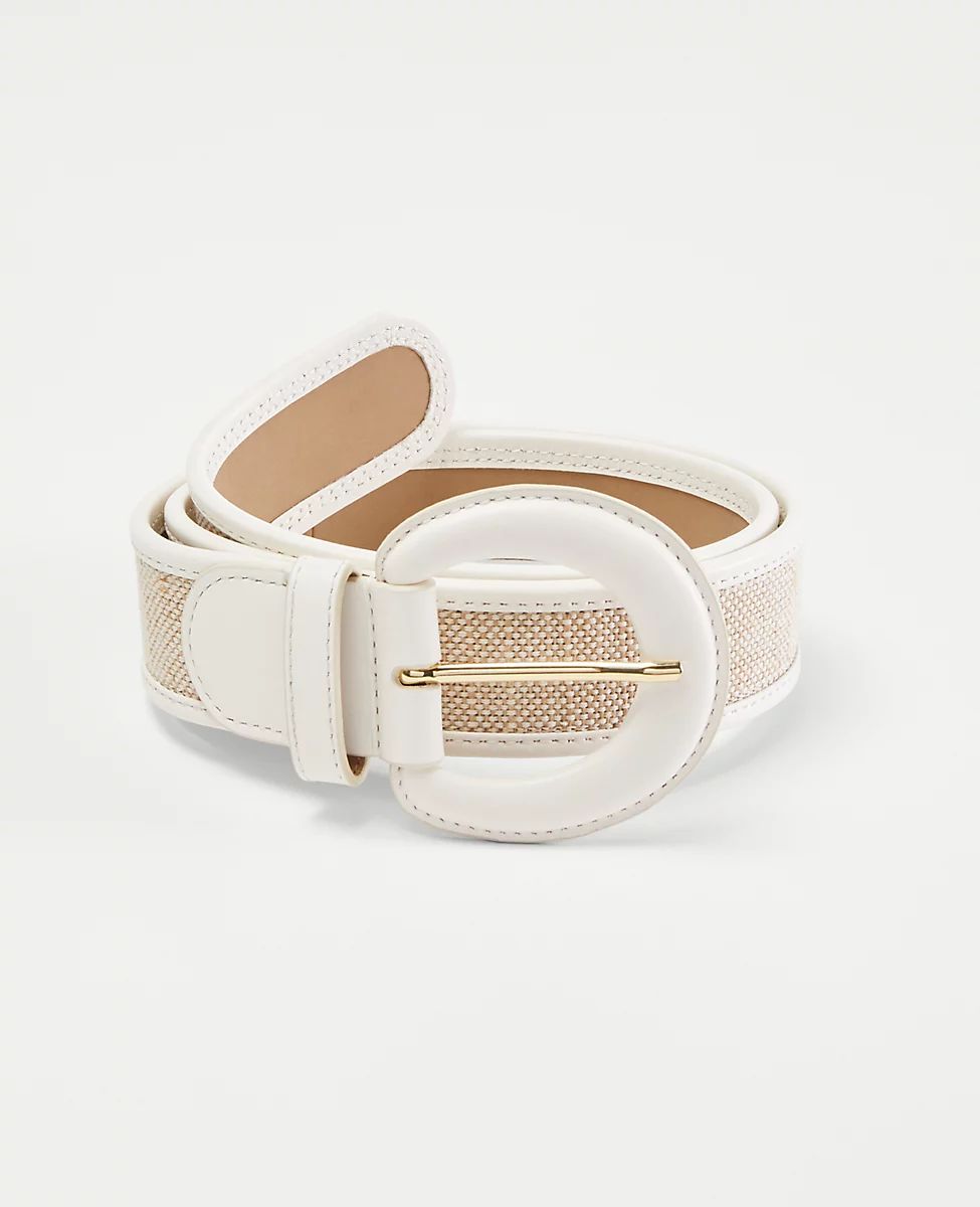 Leather Trim Round Buckle Belt | Ann Taylor (US)