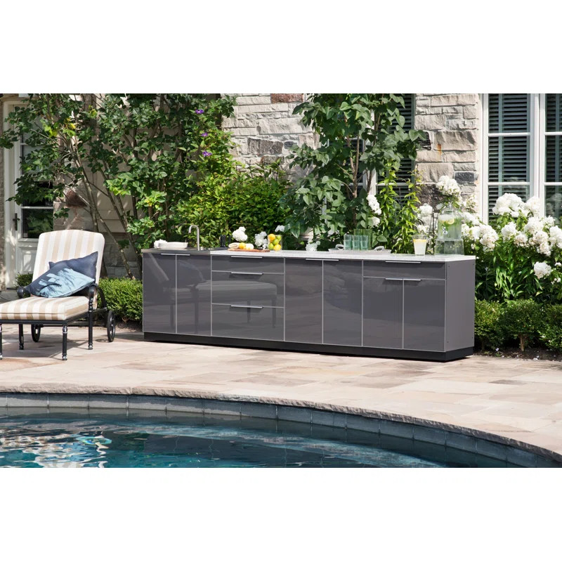 Outdoor Kitchen Aluminum 2-Piece Modular Cabinet Set | Wayfair North America