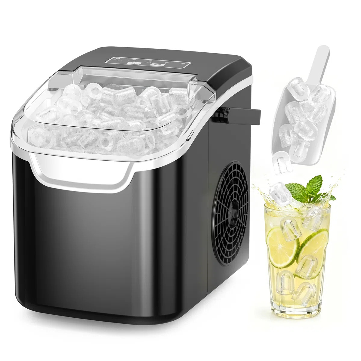 Havato Countertop Ice Maker Ice Machine With Handle,Self-Cleaning Ice Makers, 26Lbs/24H, 8 Ice Cu... | Wayfair North America