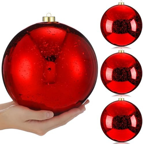 4 Pcs Extra Large Retro Mercury Christmas Balls Ornaments 8'' Oversized Giant Hanging Shatterproo... | Amazon (US)