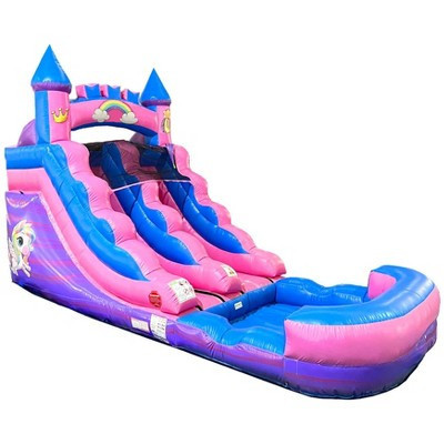 Pogo Bounce House Inflatable Water Slide for Kids, 12 ft Pink Unicorn Outdoor Backyard Waterslide with Splash Pool - Blower Not Included | Target
