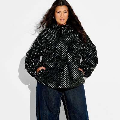 Women's Cinch Waist Raincoat - Wild Fable™ Black Polka Dots 1X | Target