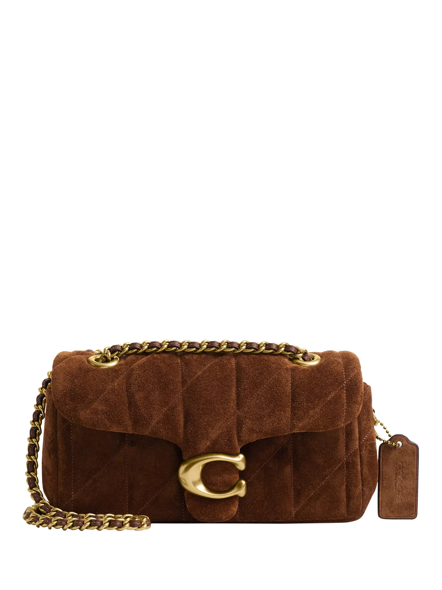 Coach Tabby 20 Quilted Suede Shoulder Bag, Brown | John Lewis (UK)