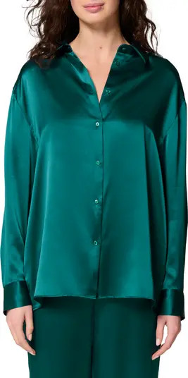 Love Me Silk Blend Button-Up Shirt | Nordstrom