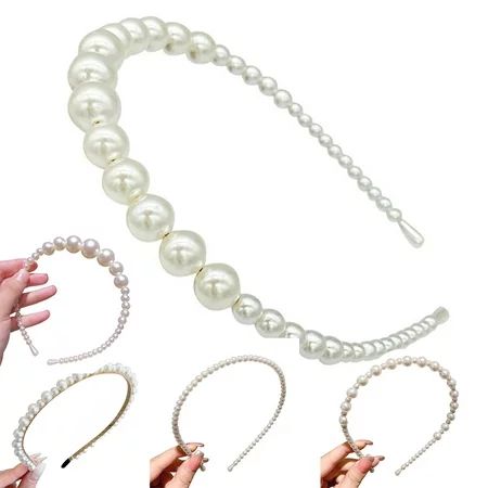 SPRING PARK Women Elegant Faux Pearls Headband Wedding Faux Pearls Hair Hoop Hair Accessories | Walmart (US)
