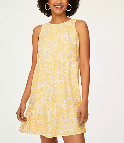 LOFT Floral Tiered Swing Dress | LOFT Outlet
