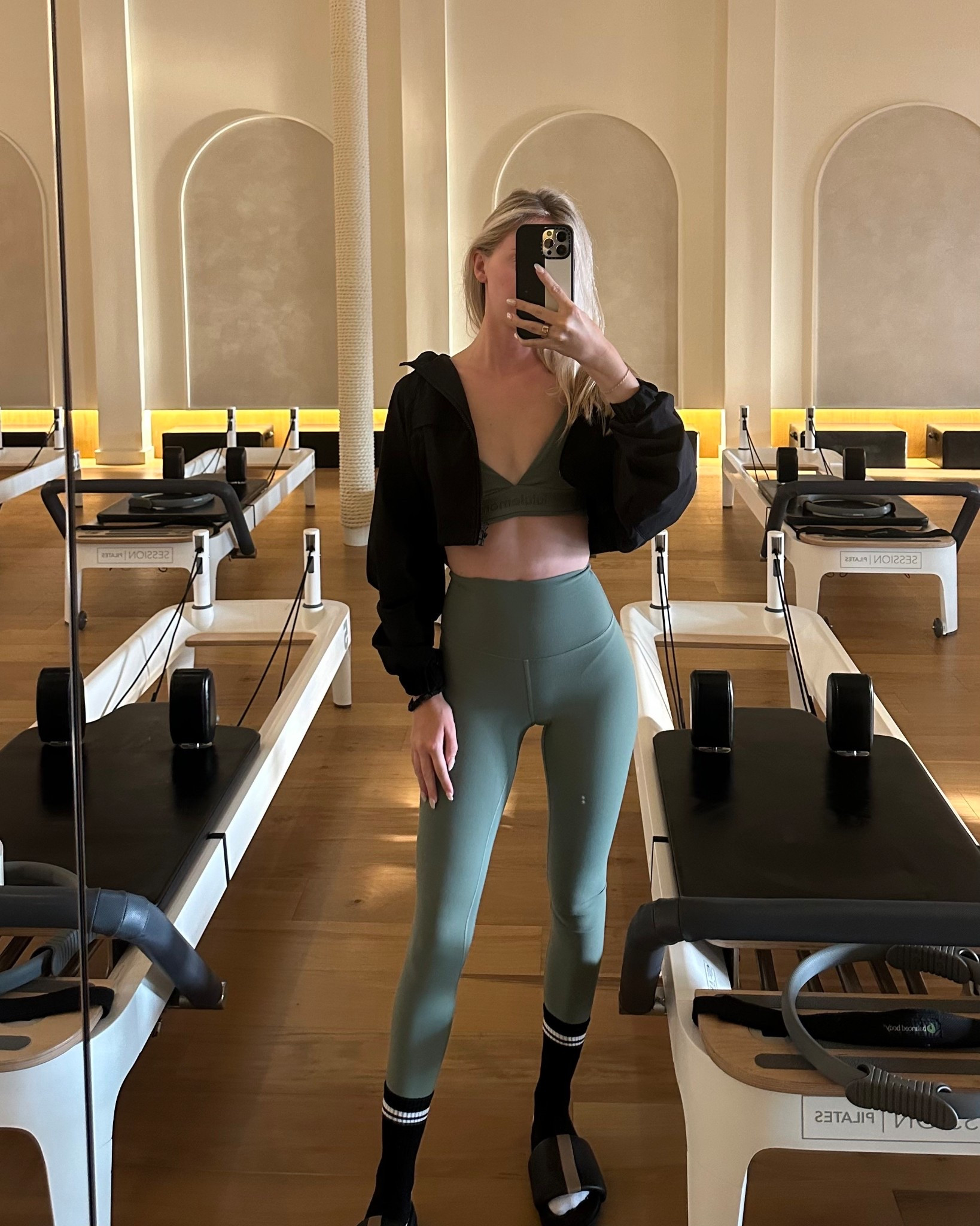 pilates outfit this AM! loving this green lululemon color for transitioning into fall. 🍂 

#LTKStyleTip #LTKFindsUnder100 #LTKActive
