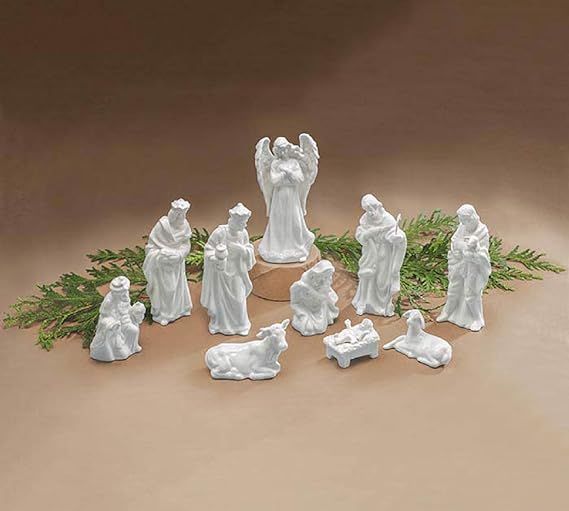 burton+BURTON Porcelain Miniature Nativity Figurine 10 Piece, White | Amazon (US)