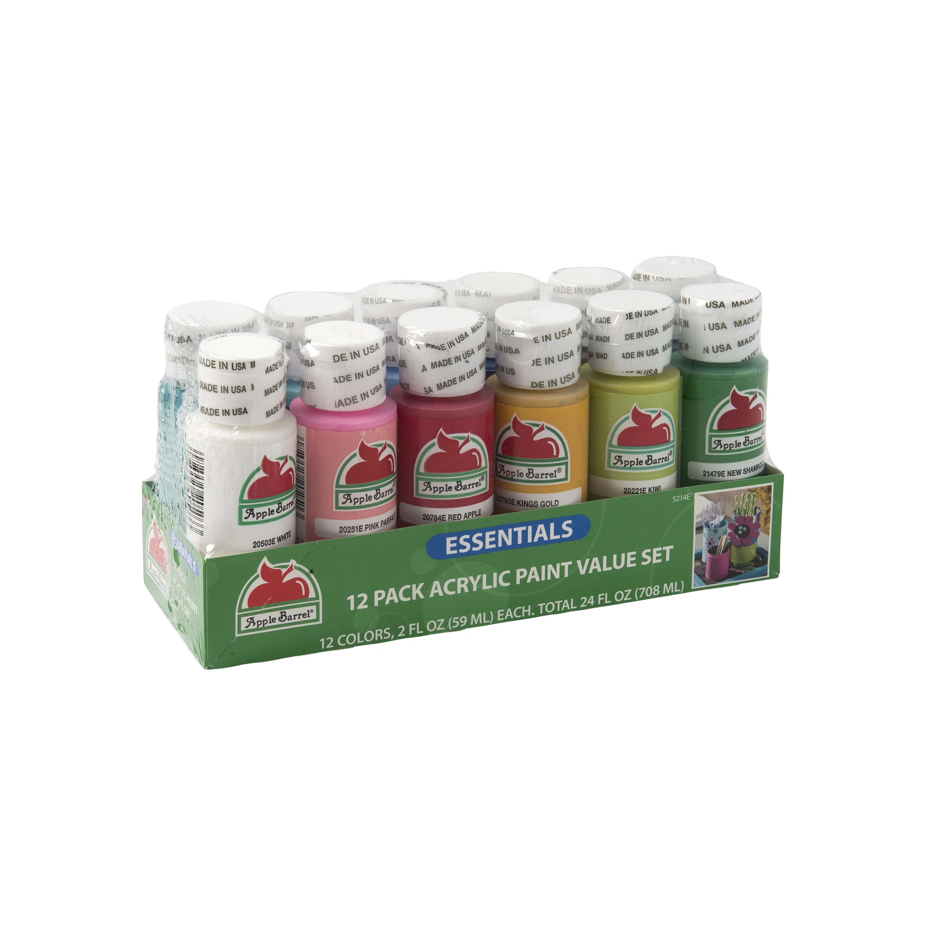 Apple Barrel Acrylic Craft Paint, Matte Finish, Essentials, 2 fl oz, 12 Pc | Walmart (US)