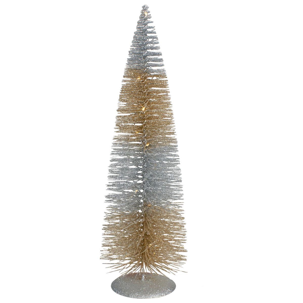 Northlight 16" LED Lighted B/O Silver and Gold Sisal Christmas Tree - - Warm White Lights | Target