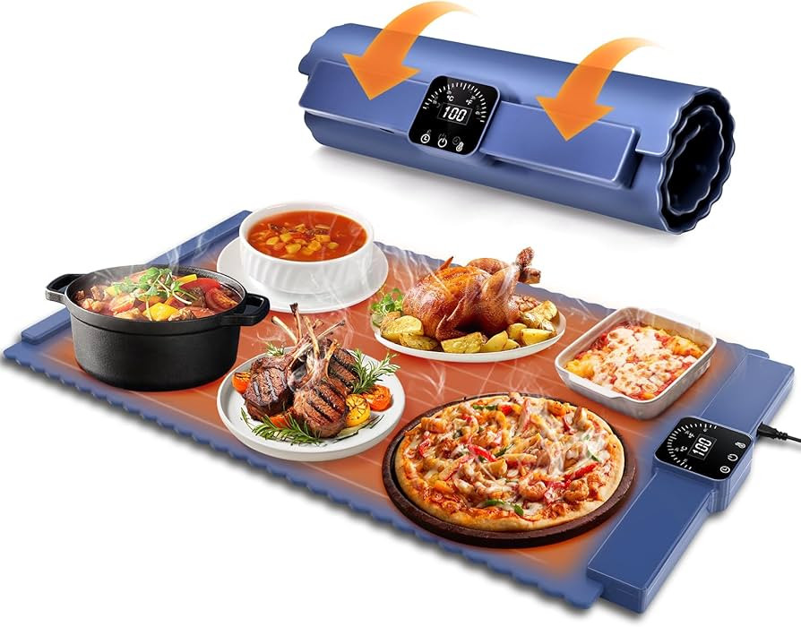 Food Warming Mat – Roll Up Food Warmer with Fast & Even Heating, Premium-Grade Silicone Materia... | Amazon (US)