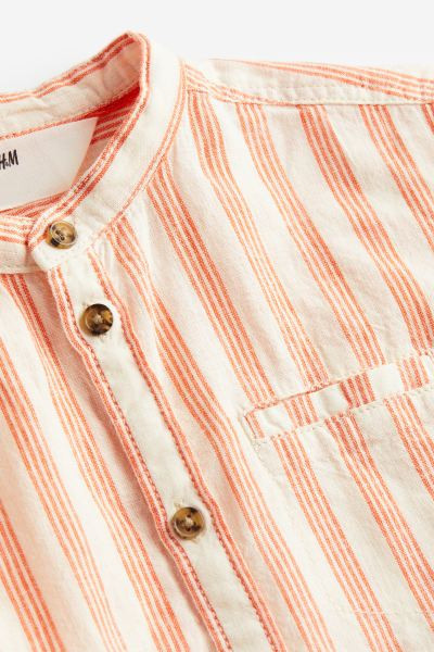 Linen-blend Band Collar Shirt | H&M (US + CA)