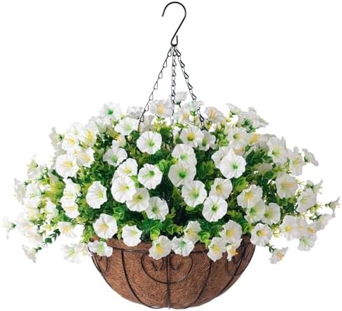 Ivydale Artificial Fake Hanging Flowers Plants Baskets for Outdoor Spring Summer Decoration, Faux... | Amazon (US)