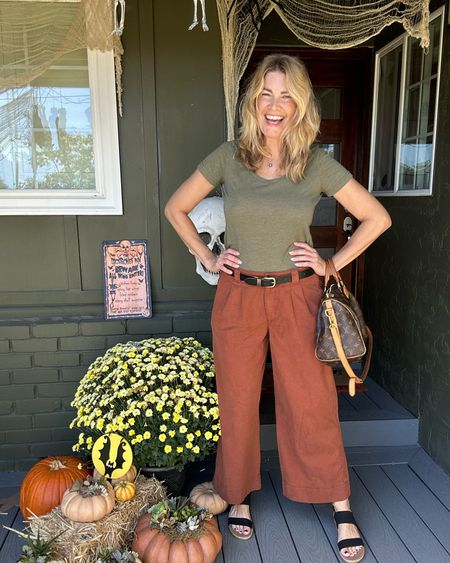 I LOVE my wide-leg pants!  I think I love them even more in this color.  They are currently on sale. They are super comfortable and perfect for fall. 

#LTKover40 #LTKsalealert #LTKSeasonal