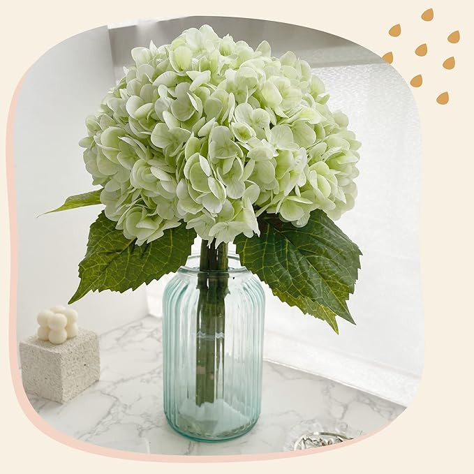 Yatim 21In Light Green Artificial Hydrangea Flowers 5 Pcs Fake Hydrangea Silk Flowers for Wedding... | Amazon (US)