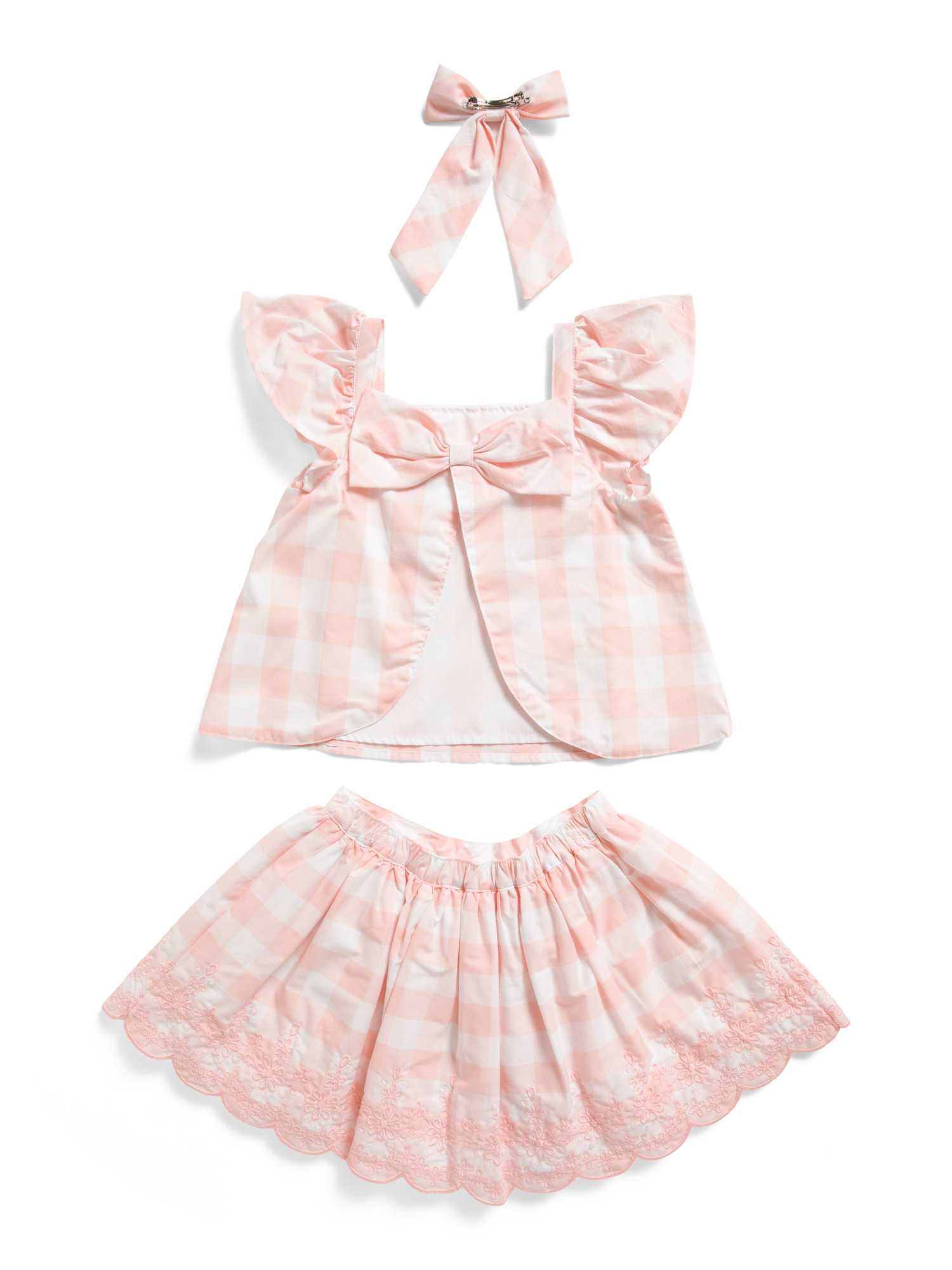 Girls 2pc Gingham Woven Top And Skirt Set With Matching Hair Bow | Kids' Sets | Marshalls | Marshalls