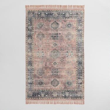 Rust and Black Persian Style Alma Indoor Outdoor Rug | World Market