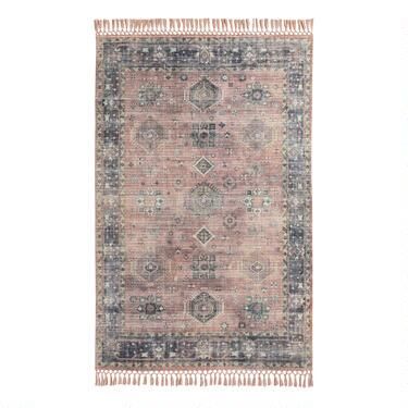 Rust and Black Persian Style Alma Indoor Outdoor Rug | World Market