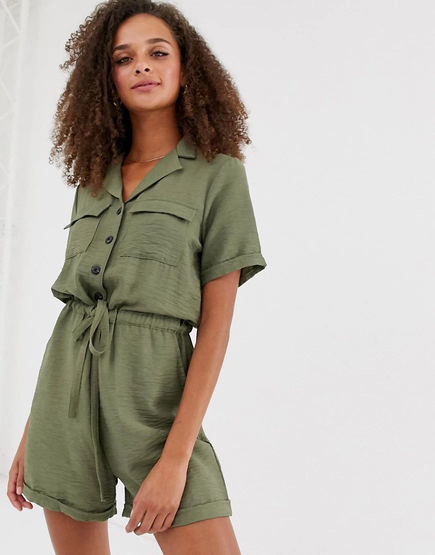 New Look romper with drawstring waist in green | ASOS (Global)