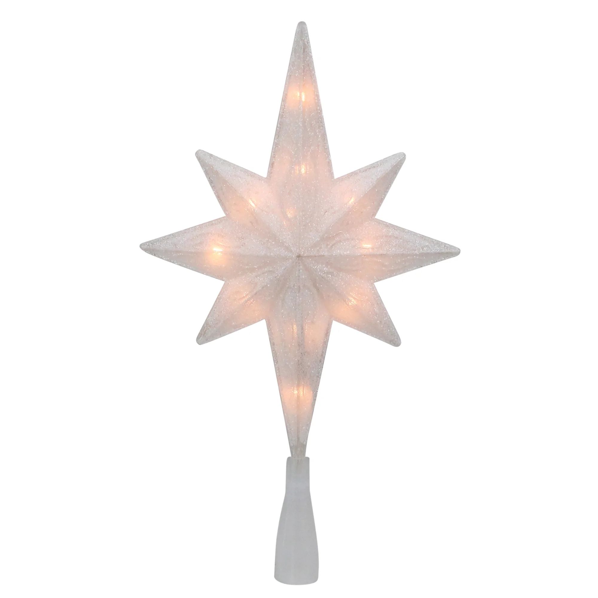 11" Lighted White and Gold Frosted Bethlehem Star with Scrolling Christmas Tree Topper - Clear Li... | Walmart (US)