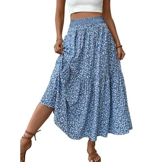 Free Assembly Women's and Women's Plus Embroidered Cotton Midi Skirt, Sizes 0-26W - Walmart.com | Walmart (US)