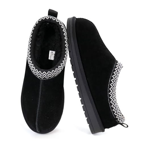 EVELLYHOOTD Slipper for Women Men Suede Braided Flat Mini Boots with Fluffy Fur Lining Short Ankle Boots for Autumn Winter Warm Casual Comfort Shoes,Black | Amazon (US)