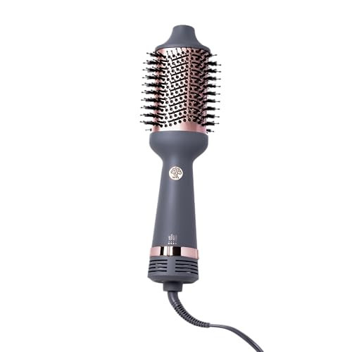 Hairitage Volumizing One Step Blow Dry Brush + Hair Dryer for Curling + Straightening - Ceramic Tourmaline Blowout Brush + Volumizer - Hair Styler for Smooth Shiny, Frizz-Free Styles - Matte Grey | Amazon (US)