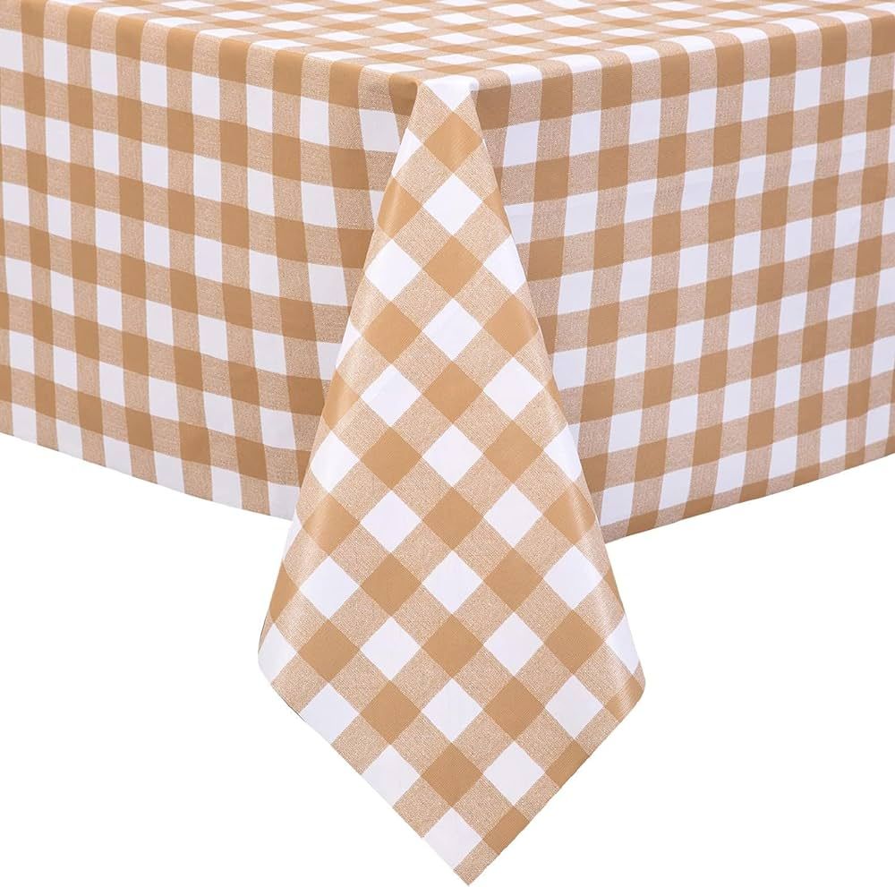 VARWANEO Checkered PVC Tablecloth Square Waterproof Vinyl Table Cloth Oil Proof Spill Proof Washa... | Amazon (US)