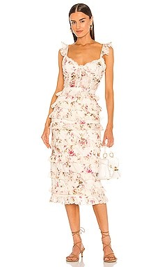 V. Chapman Fiorenza Midi Dress in English Rose from Revolve.com | Revolve Clothing (Global)
