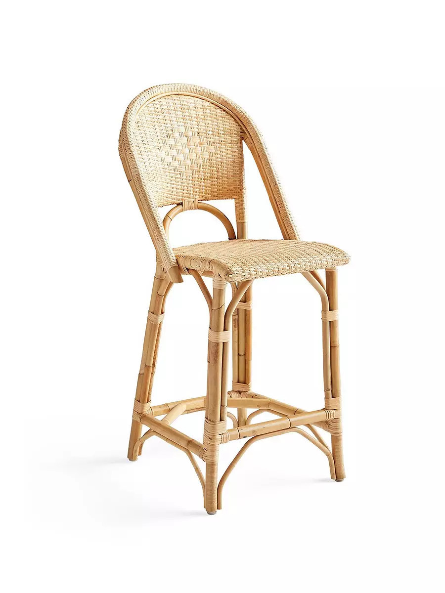 Sunwashed Riviera Rattan Counter Stool | Serena and Lily