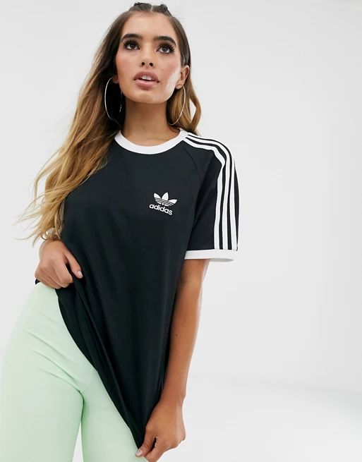 adidas Originals ADICOLOR three stripe t-shirt in black | ASOS US