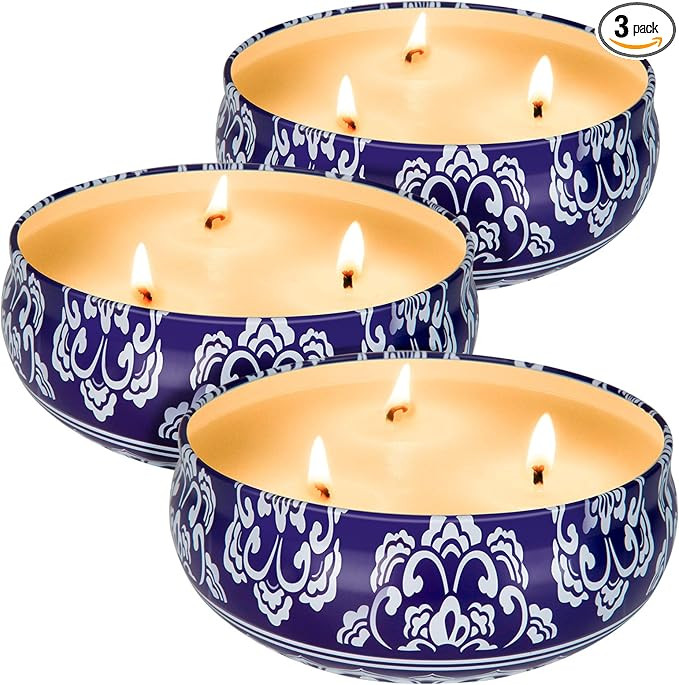 Citronella Candles Outdoor and Indoor 3 x 13.5 Oz,3 Wick Scented Candles Gift Set,Aromatherapy Ca... | Amazon (US)