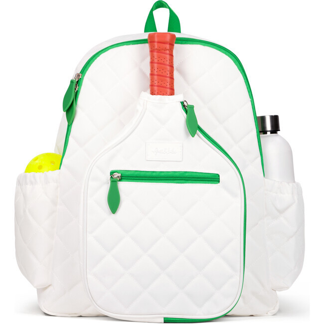 Pickleball Time Backpack, Quilted White & Green | Maisonette