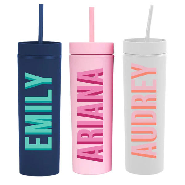 Custom Name 16 oz Matte Tumbler | Sprinkled With Pink