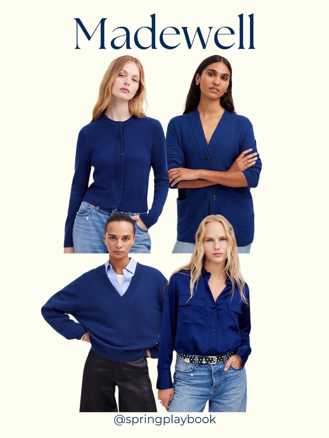 Madewell has some dark blue, bright navy items that look like they will work for Clear Spring. Warm & Light Springs may enjoy these items based on your personal preferences. 

#createdcolorful #createdcolorfulspring #hocspring #tcispring #pcaspring #lightspring #warmspring #truespring #brightspring #clearspring #paintboxspring #bluespring

#LTKFallSale #LTKSaleAlert #LTKWorkwear