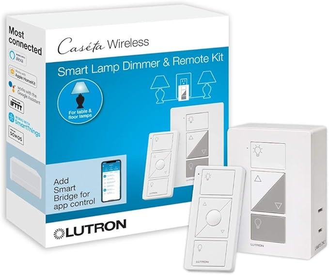 Lutron Caséta Wireless Single-Pole/3-Way Smart Lighting Lamp Dimmer and Remote Kit | P-PKG1P-WH ... | Amazon (US)