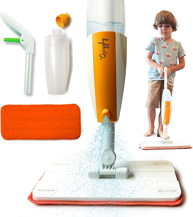 Quiggly Toy Spray Mop for Kids - Toddler Cleaning Set with Real Water Sprayer - Montessori Cleani... | Amazon (US)