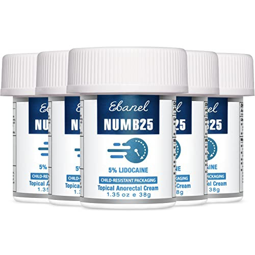 Ebanel 5% Lidocaine Numbing Cream, Pain Relief Cream Burn Itch Cream, 5-Pack Topical Anesthetic Lidocaine Cream Maximum Strength with Vitamin E for Local and Anorectal Uses, Hemorrhoid Treatment | Amazon (US)