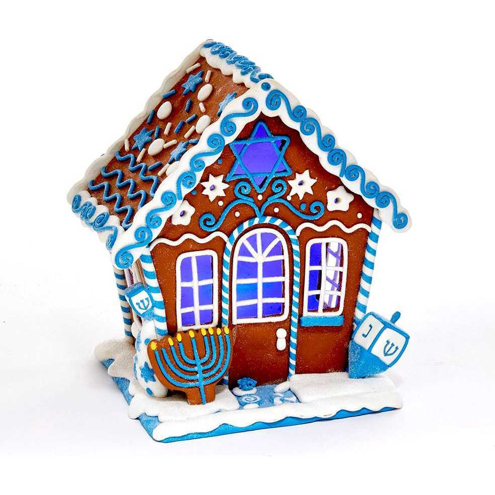 7-Inch LED Hanukkah Gingerbread House Tablepiece | Maisonette