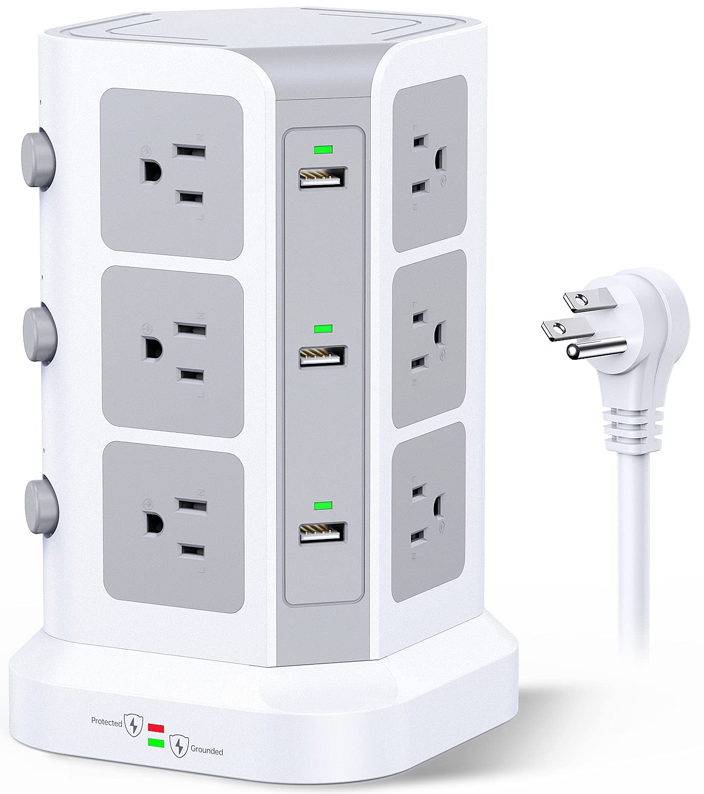 Power Strip Tower by KOOSLA, [15A 1500J] Surge Protector - 12 AC Multiple Outlets and 6 USB Ports... | Amazon (US)