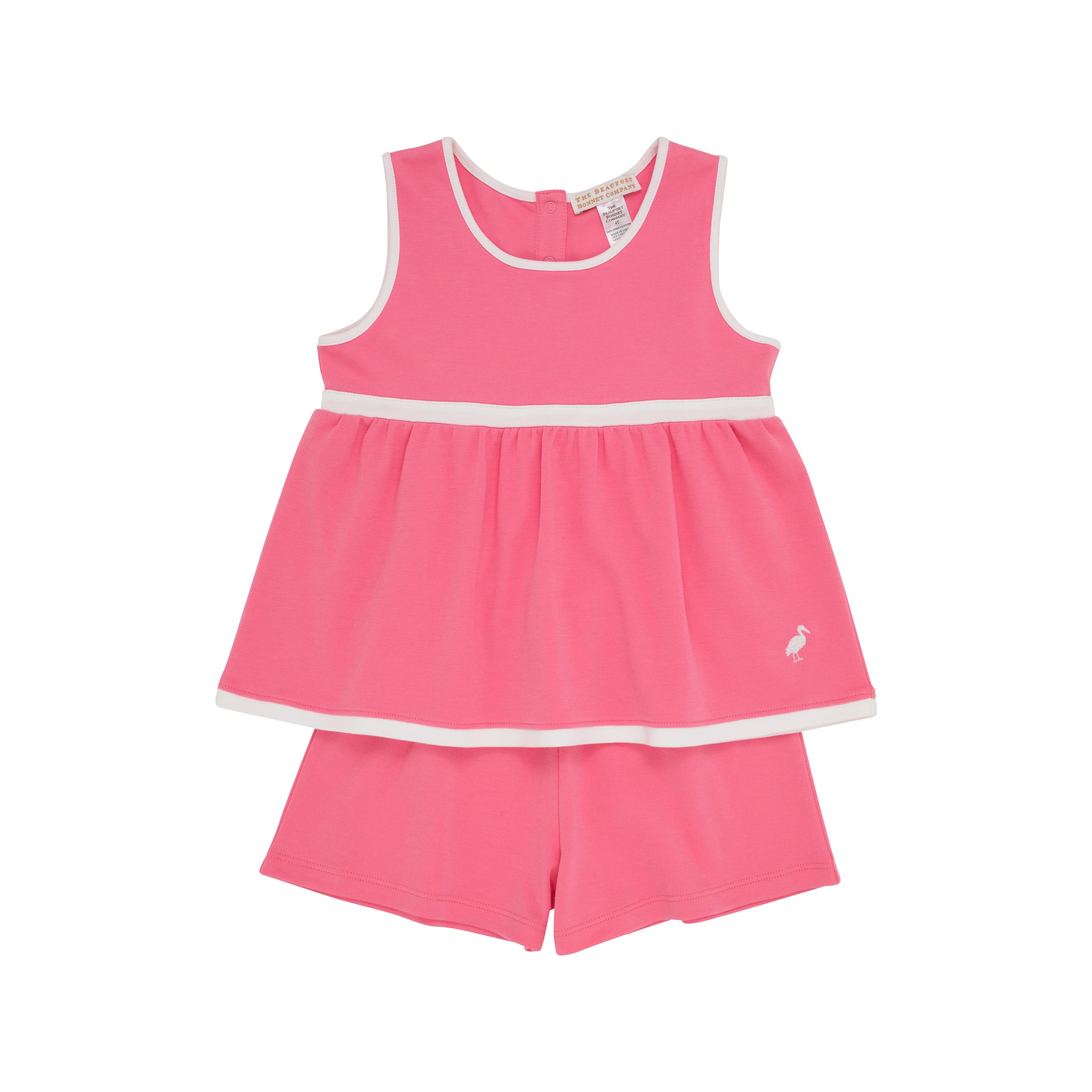 Eliza's Little Set (with shorts) - Hamptons Hot Pink with Worth Avenue White & Worth Avenue White... | The Beaufort Bonnet Company