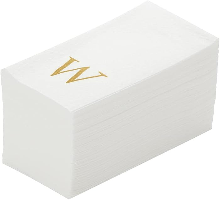Luxenap 15.8 X 7.9 Inch Linen-Feel Guest Towels, 50 Lettered Hand Towels - Gold Letter 'W', Sans ... | Amazon (US)