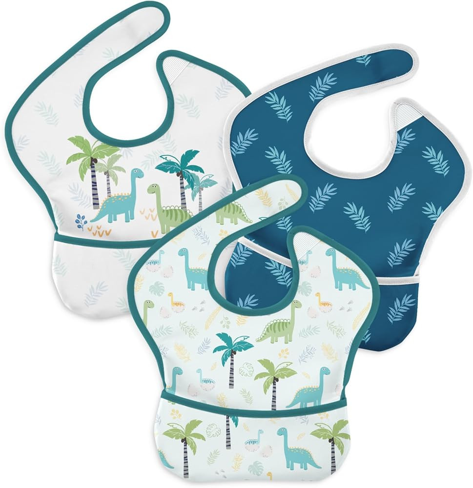 3 Pack Waterproof Baby Bib for Eating, Mess Proof Feeding Bibs with Large Food Catcher, Travel Fe... | Amazon (US)