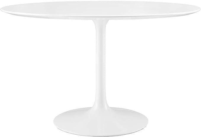 Modway Lippa 47" Mid-Century Modern Dining Table with Round Top and Pedestal Base in White | Amazon (US)